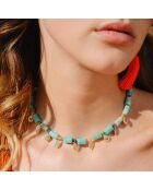 Collier de perles avec pampilles Piad turquoise