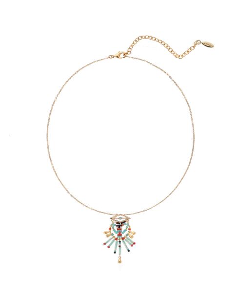 Collier chaîne avec pendentif perles Sando turquoise