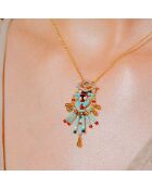 Collier chaîne avec pendentif perles Sando turquoise