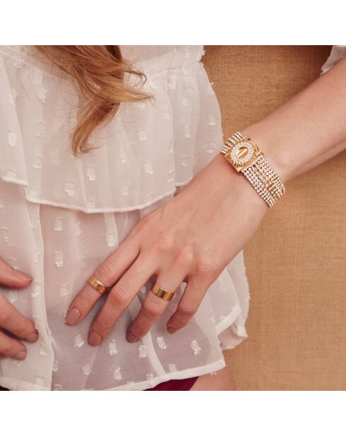 Bracelet manchette Flackes doré