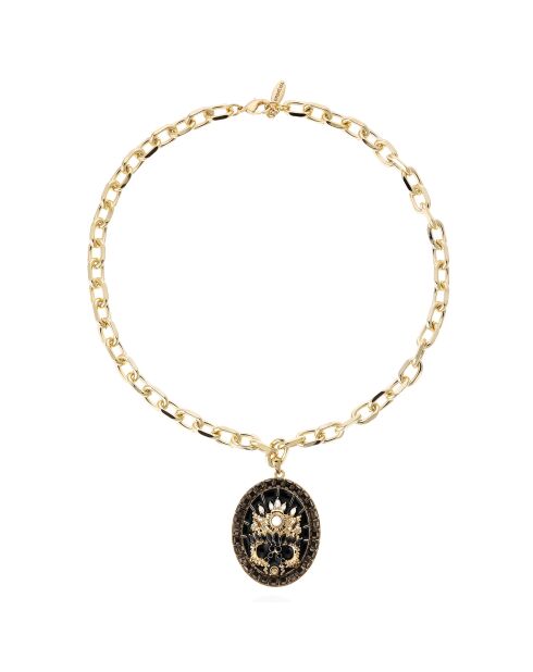 Collier en chaîne avec pendentif central Iconic noir