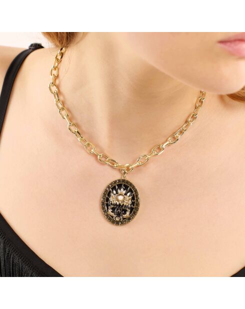 Collier en chaîne avec pendentif central Iconic noir