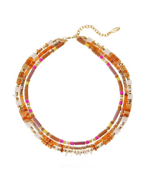 Collier multirang avec perles et sequins Trion camel
