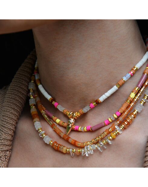 Collier multirang avec perles et sequins Trion camel