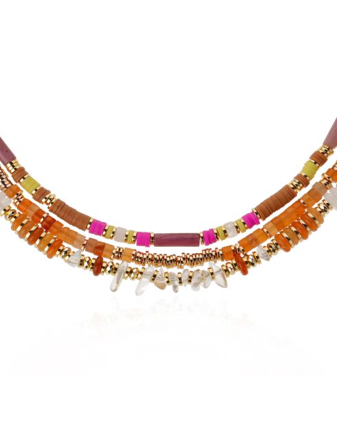 Collier multirang avec perles et sequins Trion camel