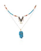 Collier multirangs de perles avec pendentifs centraux Ranch turquoise