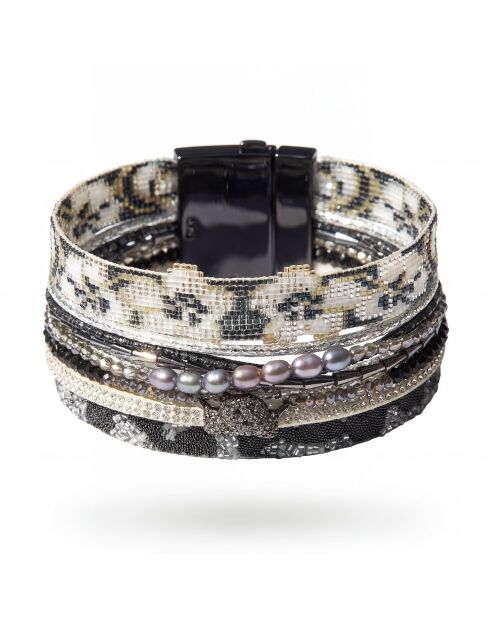 Bracelet manchette Tahiti noir