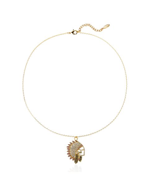 Collier chaîne avec pendentif central strass Reema multicolore