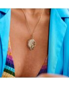 Collier chaîne avec pendentif central strass Reema multicolore