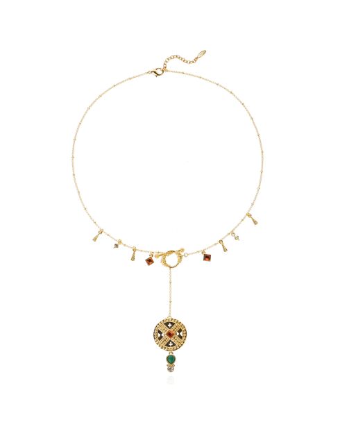 Collier chaîne avec breloques et pendentif central Yesenia doré