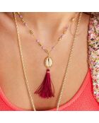Collier avec perles et pendentif avec pompon Tamara violet