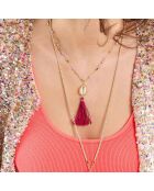Collier avec perles et pendentif avec pompon Tamara violet