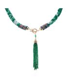 Collier en tissu avec pendentif de perles Ario emeraude