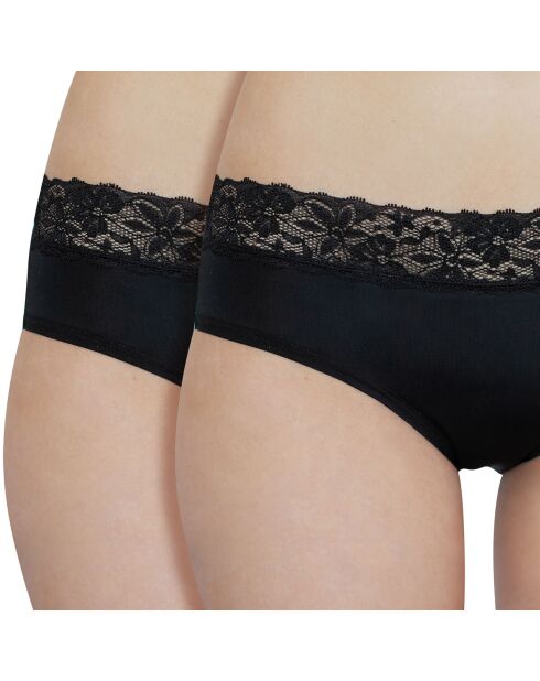 2 Culottes menstruelles en dentelle noires - flux moyen