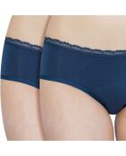 2 Culottes menstruelles en coton bleu marine - flux moyen