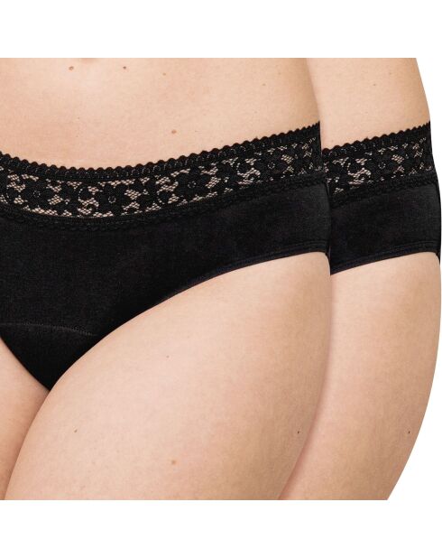 2 Culottes menstruelle en coton Bio ultra absorbant noires- flux abondant