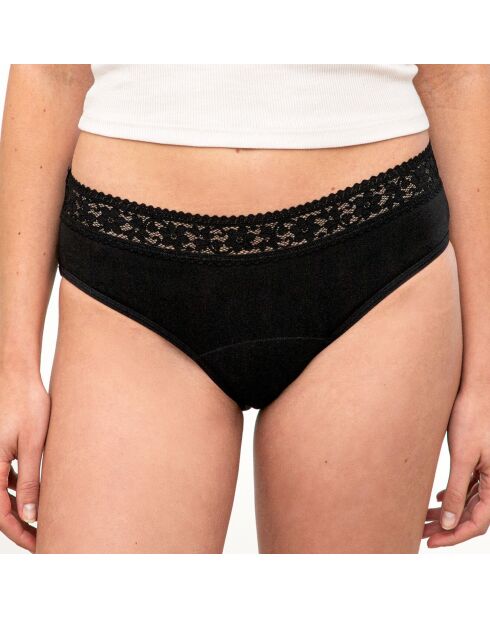 2 Culottes menstruelle en coton Bio ultra absorbant noires- flux abondant