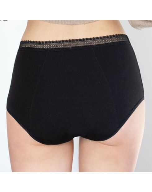 Culotte menstruelle en coton Bio taille haute noire - flux moyen à abondant