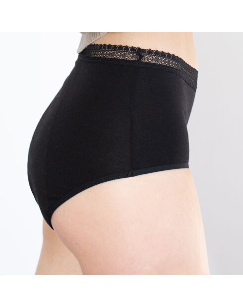 Culotte menstruelle en coton Bio taille haute noire - flux moyen à abondant