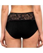 Culotte menstruelle taille haute en dentelle Rosana noire - flux moyen à abondant