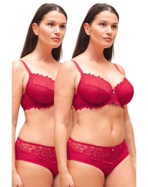 2 Soutien-gorges sans armatures Rosana rouges