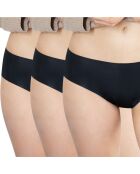 3 Shorties menstruels Micro Invisible noirs - flux moyen