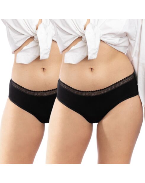 2 Shorties menstruel en coton Bio noirs