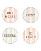 Coffret de 4 dessous de verre en céramique Slogan multicolore - 10x1x10 cm