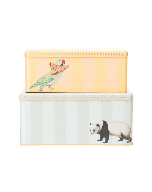 Coffret de 2 boîtes rectangulaires multicolore - 10x22x16,5 cm