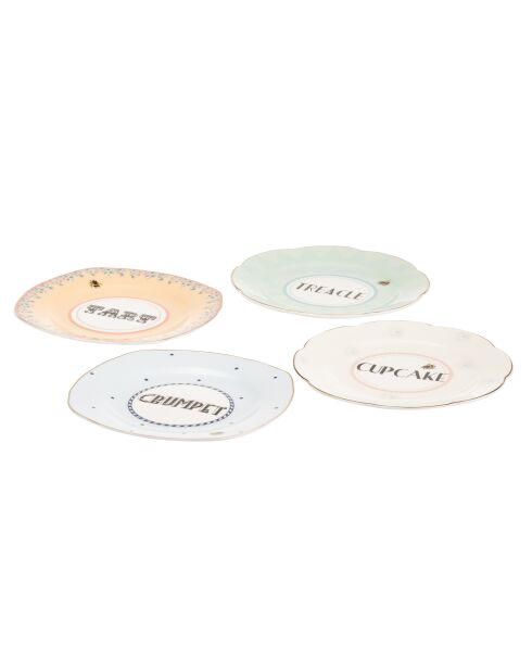 Coffret de 4 assiettes à thé Cheeky multicolore - D.16cm