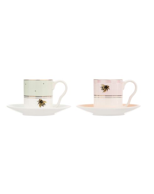 Coffret de 2 Tasses à expresso et soucoupes Slogan multicolore - 44x30,5x46 cm