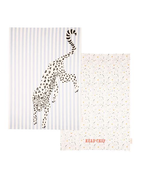 Juego de 2 paños de cocina Cheetah multicolores, 11,5 x 19 x 45 cm