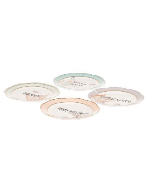 Coffret 4 assiettes à thé Floral multicolore - D.16cm