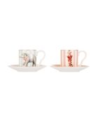 Coffret de 2 Tasses à expresso et soucoupes Animaux multicolore - 11x6x11 cm
