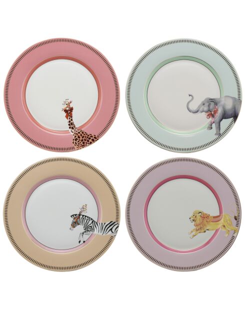 Coffret 4 assiettes Animal Magic multicolore - D.26,5cm