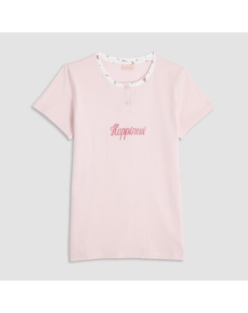 Pyjama Serafino manches courtes + Short Fivaio rosa