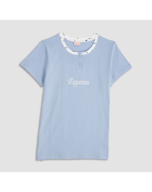 Pyjama Serafino manches courtes + Short Fivaio bleu ciel