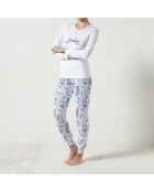 Pyjama Serafino manches longues + pantalon Long Daelta blanc