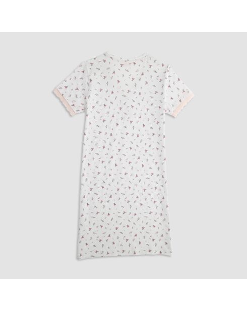 Chemise de nuit Col Serafino manches courtes Garo rosa