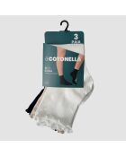 Lot de 3 chaussettes courtes Tatigi sable crème et noires