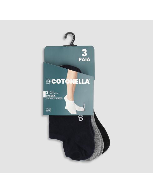 Lot de 3 paires de chaussettes Logaia : bleu, noir et gris foncé