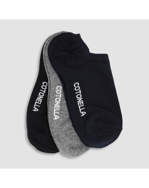 Lot de 3 paires de chaussettes Logaia : bleu, noir et gris foncé