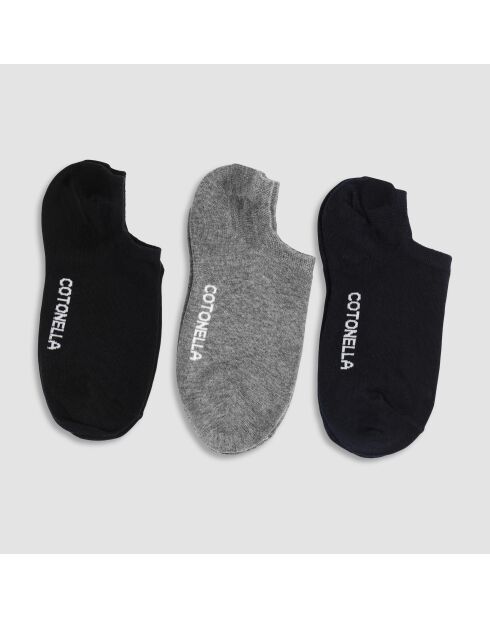 Lot de 3 paires de chaussettes Logaia : bleu, noir et gris foncé