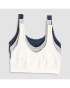 Lot de 3 Brassières Yazido beige clair, gris et bleu marine