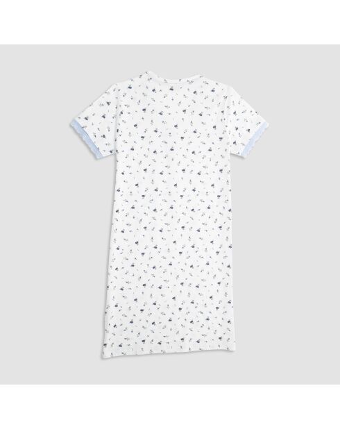 Chemise de nuit Col Serafino manches courtes Garo bleu ciel