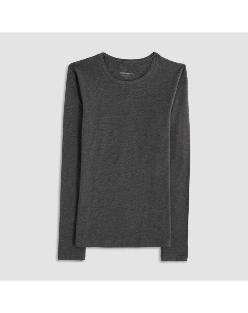T-shirt Col rond manches longues Elgi mélange gris foncé