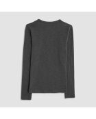 T-shirt Col rond manches longues Elgi mélange gris foncé
