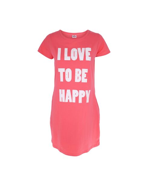 Chemise de nuit Col ras du cou manches courtes Teresi corail