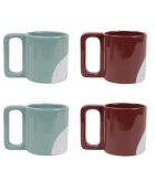 Lot de 4 mugs petit-déjeuner Sérénité Nordique vert et marron brillant - 480 ml