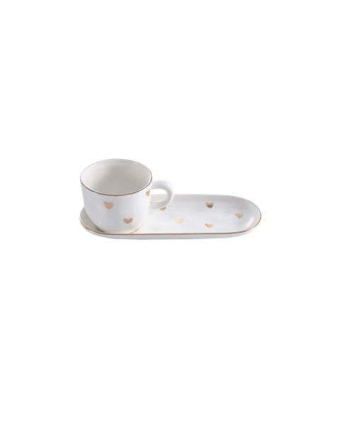 Tasse à expresso et soucoupe HC Heart to Heart jaune/blanc - 17,8 x 7,6 x 7 cm